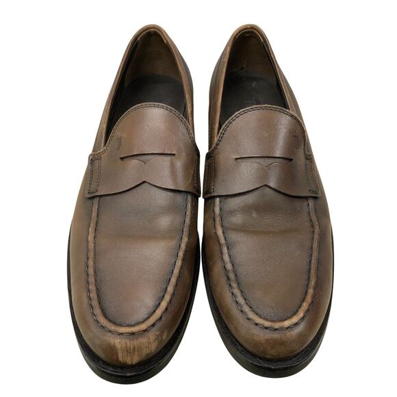 Tods Shoes Mens 8.5 Brown Leather Penny Loafers Made in Italy Classic Slip On - Picture 8 of 12